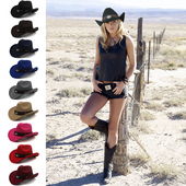 3个尺码 大头围可调节春秋冬季 男女亲子毛呢骑马西部牛仔帽礼帽