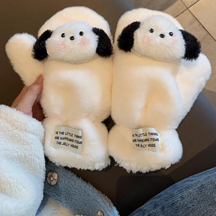 冬季新款情侣保暖加厚毛绒可爱软乎乎手套女全包连指学生防寒手套