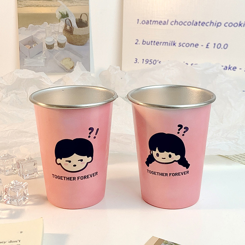 情侣洗漱杯鸡尾酒冷饮杯遇冷变色啤酒杯户外露营不锈钢便携酒杯