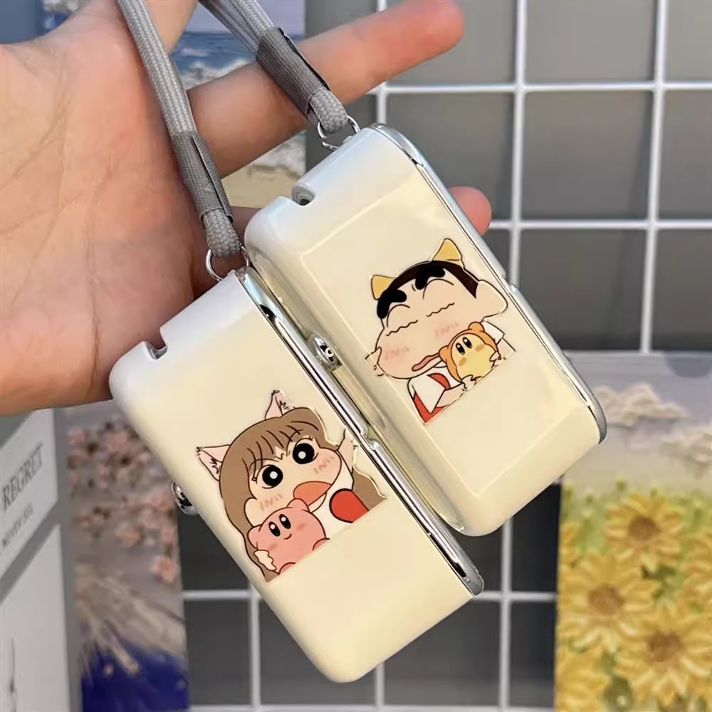 高颜值小新弹出式牙线盒便携随身卡通牙线收纳盒带自动弹出镜子