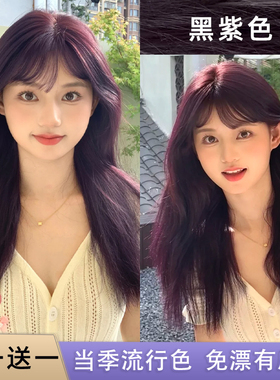 黑紫色染发剂2025流行色免漂植物树莓粉紫蓝黑色自己在家染男女纯