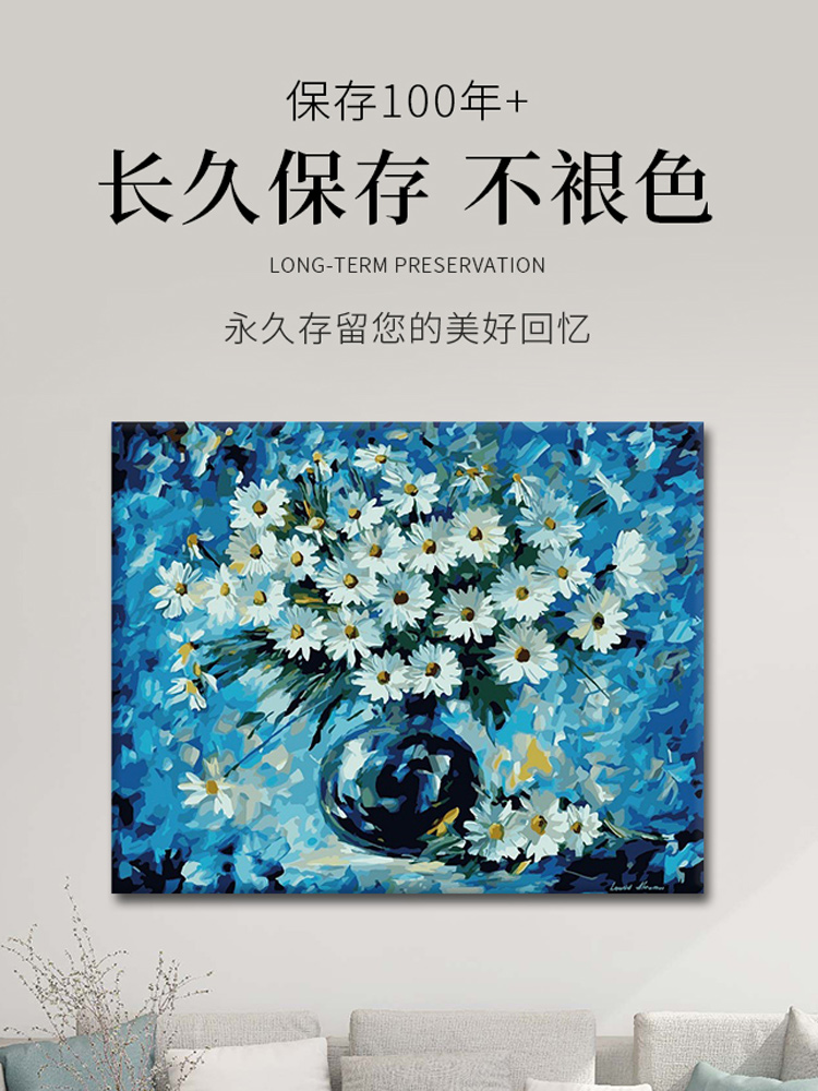 数字油画diy油彩画填充客厅成人解闷手工手绘丙烯填色油画装饰画图片