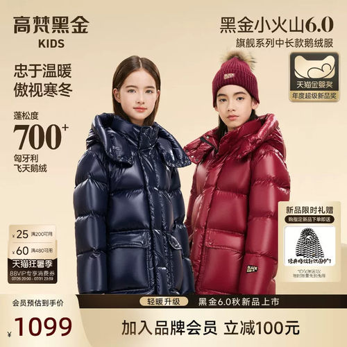 高梵黑金中长款加厚儿童鹅绒服