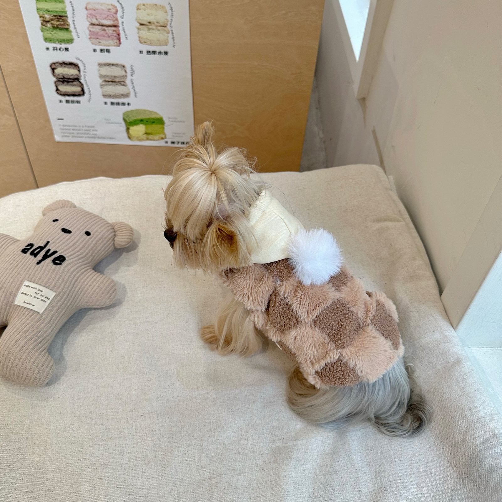 小甜粥宠物服加绒保暖格子秋冬皮草拼色连帽衫小型犬约克夏衣服,宠物/宠物食品及用品,猫宠物服装/雨衣（新）,淘宝优惠券,粉丝福利购,淘宝优惠卷