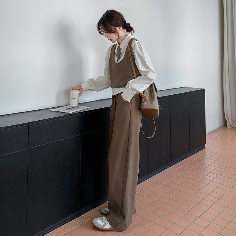 假两件上衣+阔腿裤套装C195-9396-P150控218,女装套装/套裙,2C196