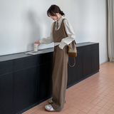 假两件上衣+阔腿裤套装C195-9396-P150控218，女装套装/套裙，2C196
