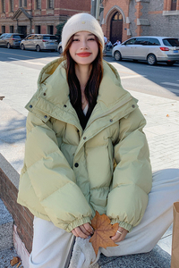 90白鸭绒设计感羽绒服女冬季外套短款小个子学生加厚连帽韩版宽松图片