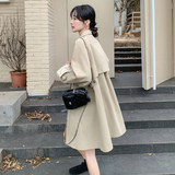 卡其色休闲风衣外套女中长款2025春季新款韩版宽松显瘦英伦风大衣，女装风衣，2C196