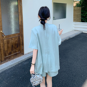 今年流行漂亮短袖西装套装女2025夏季新款韩系简约气质短裤两件套图片