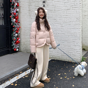 甜美短款羽绒服女2024冬新款学院风超好看宽松显瘦白鸭绒小个子厚图片