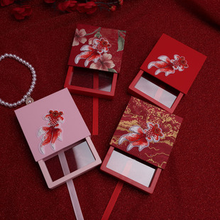 新款金鱼刺绣礼品盒抽拉式包装盒高档新年首饰收纳盒礼物送人盒