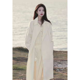 毛呢外套长款 新款 高级感收腰 双面羊绒大衣女2024冬季 伊芙丽长款