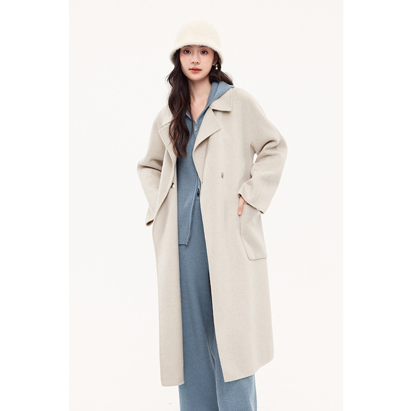 【商场同款】诗凡黎羊毛毛呢外套2023冬新款双面呢大衣3EA370311