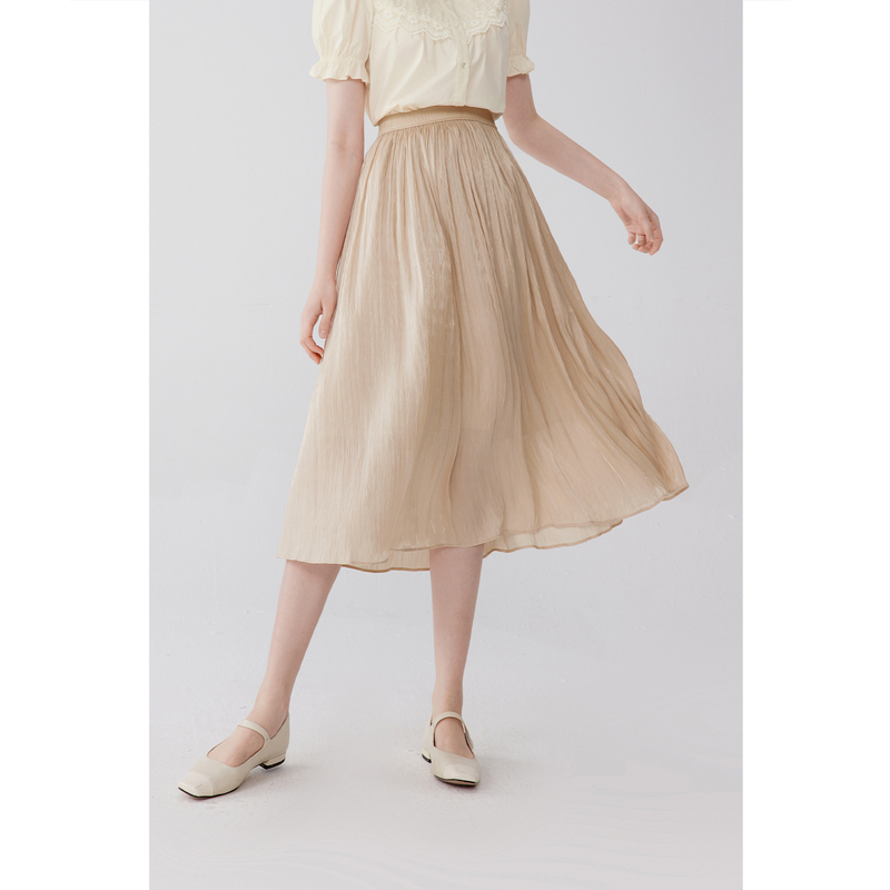 诗凡黎半身裙2024夏新款森系高腰裙子白色法式仙气bella风纱裙女