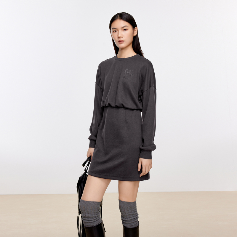 【商场同款】伊芙丽运动休闲百搭气质卫衣式连衣裙秋季1EA293101