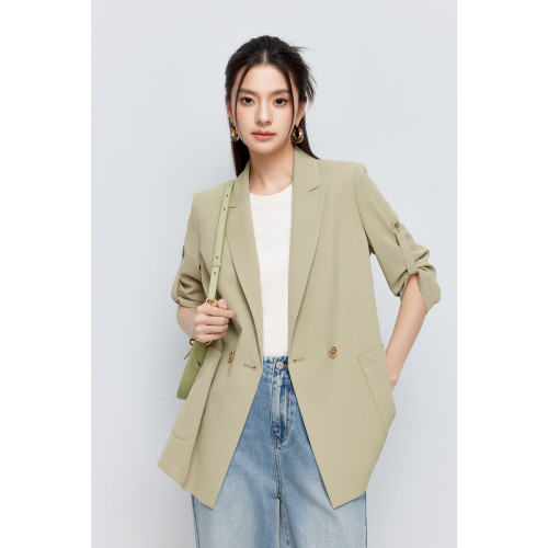 【商场同款】诗凡黎绿色西装2024夏新款职业西服外套女3F4210521