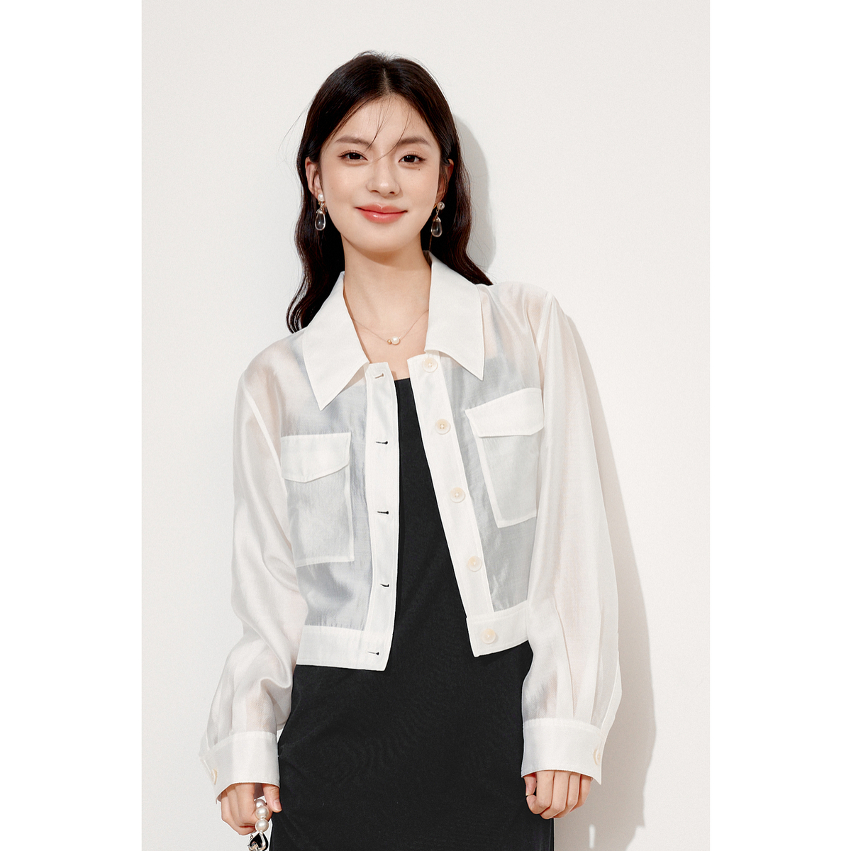 【商场同款】诗凡黎白色翻领莱赛尔短外套2024秋新款女3F7111951