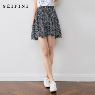 诗凡黎优雅碎花短裙2025夏新款 百搭松紧腰显瘦气质伞裙A字半身裙