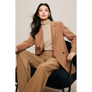 伊芙丽双排扣设计感羊毛正肩美拉德西装 通勤外套 女2024春款