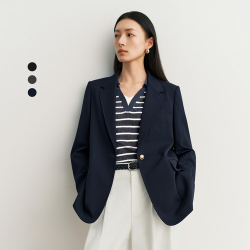 秦岚代言伊芙丽学院风miu系正肩一粒扣西装外套女2026秋新款