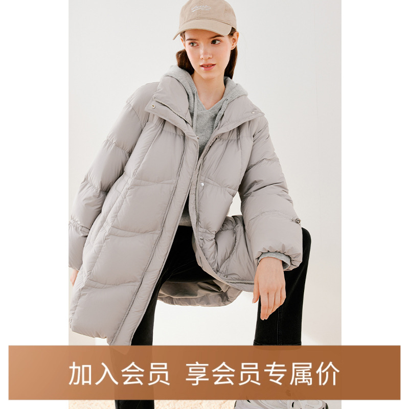 诗凡黎2024春款羽绒服保暖户外简约时尚轻薄宽松加厚中长款