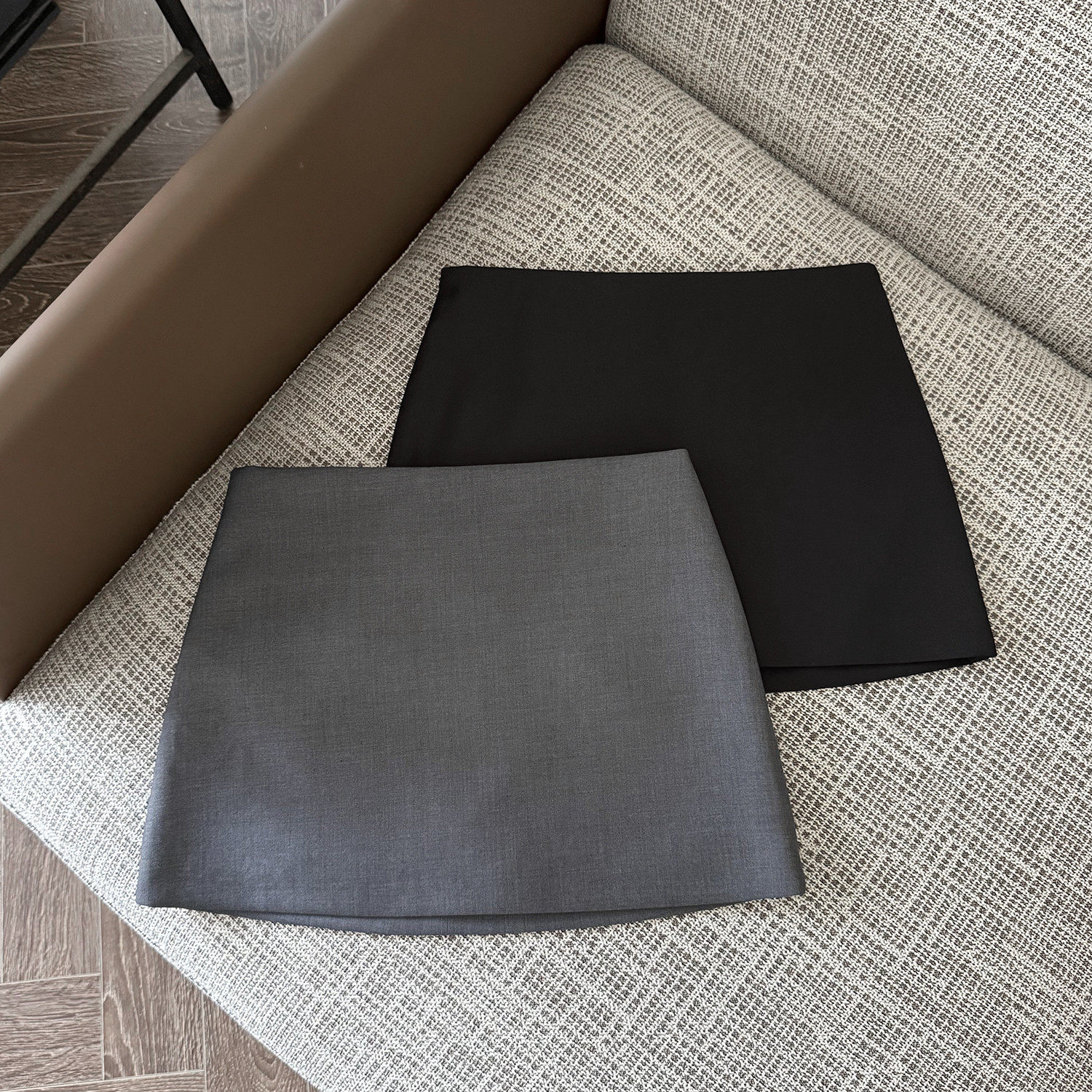 FASC自制西装灰色半身裙女夏季2025新款包臀短裙黑色高腰短款裙子