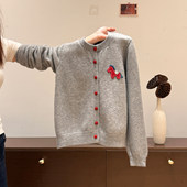 夏珍新年穿搭小马圆领开衫 宽松慵懒风针织外套冬 毛衣女春2026新款