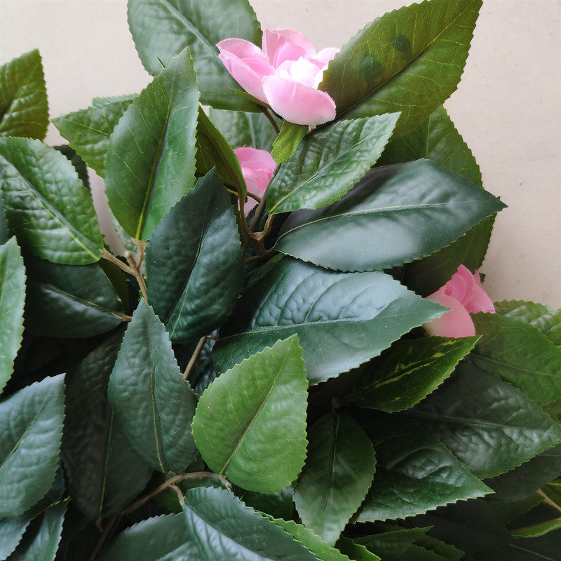 仿真山茶花树叶茶树叶绿叶子造景配饰工程婚礼装饰假树叶树枝过胶