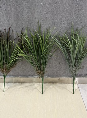 仿真细叶草韭菜草绿色水草塑料草装饰园林造景仿生湿地植物麦冬