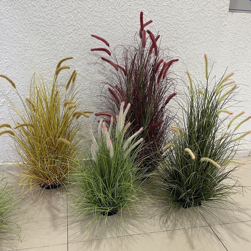 仿真狗尾巴草堆盆栽婚礼造景装饰落地摆放狼尾草绿植假花摆件草坪