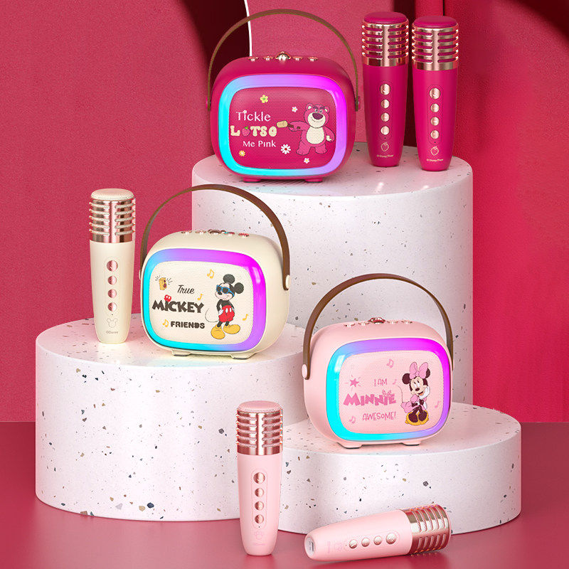 迪士尼儿童K歌话筒音响一体无线麦克风家用蓝牙音箱男女生日礼物