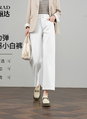 娅丽达直筒牛仔裤女2026春季新款九分小个子弹力白色宽松阔腿女裤