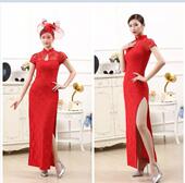 旗袍女新款 中国风 演出走秀旗袍连衣裙修身 改良年轻时尚 优雅长款