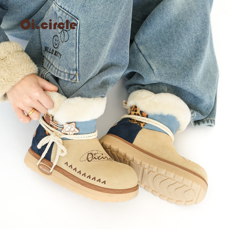 真皮女秋冬季新款加绒加厚毛绒保暖