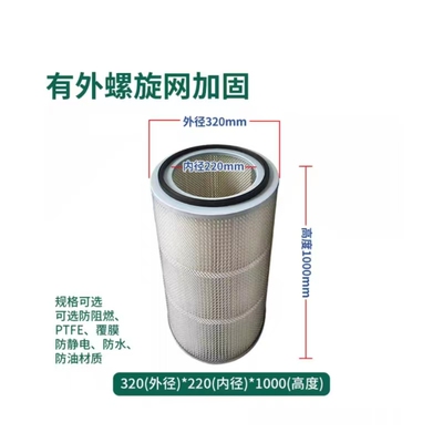 工业除尘滤芯320系列除尘滤筒六耳快拆/防静电滤芯