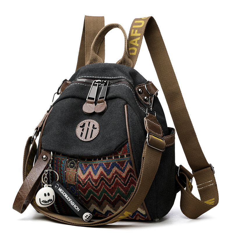 复古民族风刺绣双肩包多功能夏季小包包时尚百搭单肩斜挎旅行背包