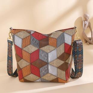 小包包女2025新款秋冬时尚拼接托特包大容量通勤包小众单肩斜挎包