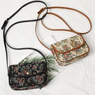 帆布包女春小众高级感民族风复古手机包中老年百搭小包包单肩斜挎