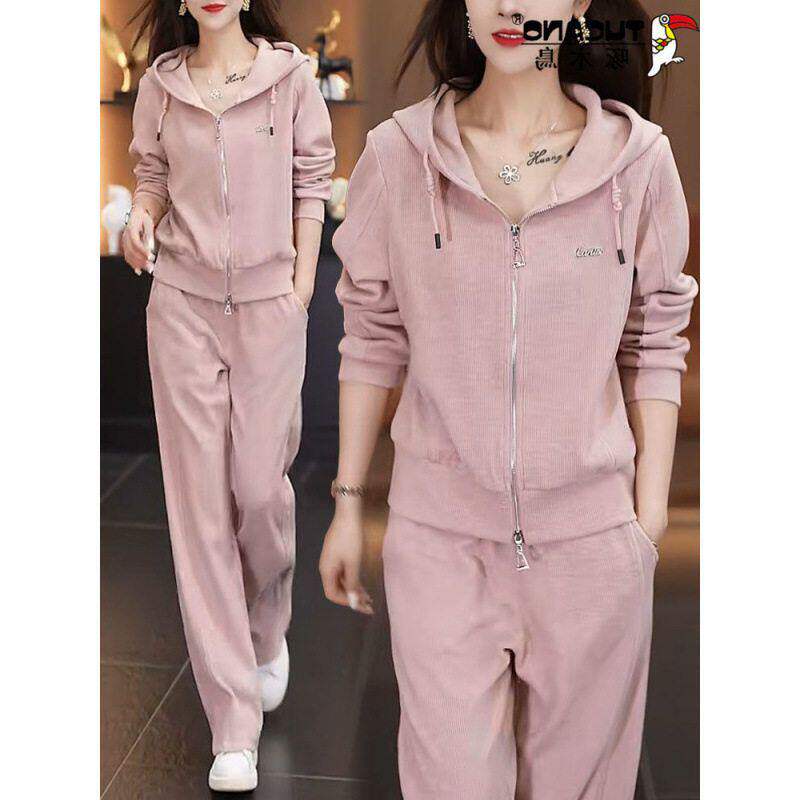 休闲运动服时尚两件套套装连帽女款春秋春秋季卫衣新款洋气阔腿裤