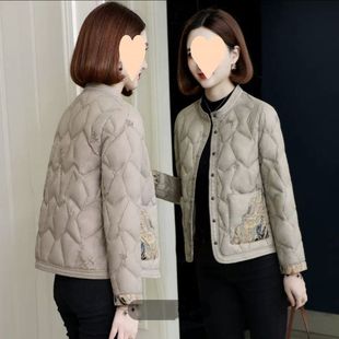 短款轻薄羽绒服女2024冬新款保暖百搭中国风修身复古高端鸭绒外套