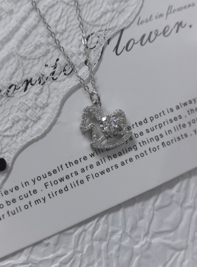 银久久家S925纯银莫桑石木马项链女轻奢百搭小众设计感锁骨链送人