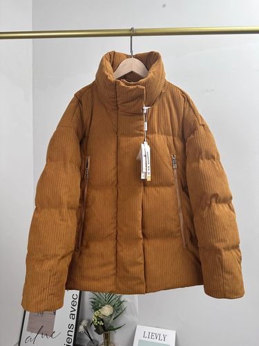 24秋冬新款外套糖炒栗子300g白鹅绒服质感灯芯绒立领宽松羽绒服女