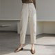 高腰宽松显瘦直筒萝卜裤 新款 女九分2026春季 梨型身材米白色牛仔裤