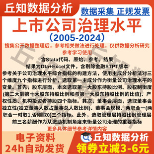 上市公司治理水平2024-2005含Stata代码企业主成分分析结果Excel