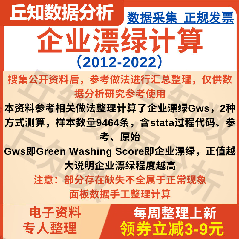 企业漂绿GreenWashingScore计算2022-2012两种方式Stata计算代码 商务/设计服务 设计素材/源文件 原图主图