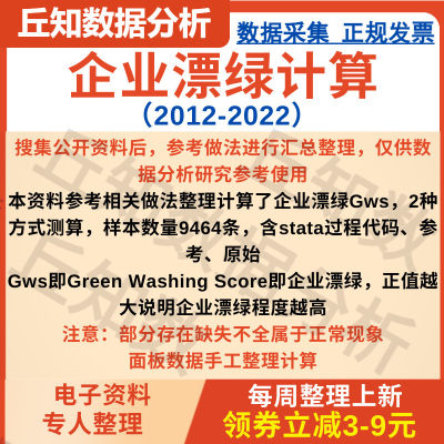 企业漂绿GreenWashingScore计算2022-2012两种方式Stata计算代码