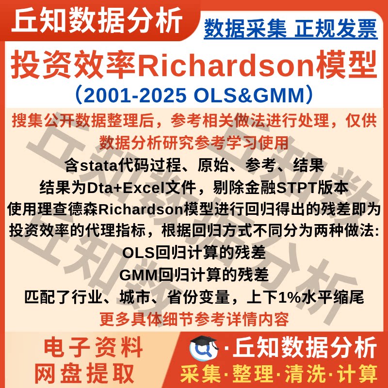 投资效率Richardson模型2025-2001上市公司数据企业OLS&GMM含代码