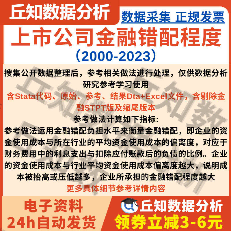 上市公司金融错配程度2023-2000资金成本行业偏离度Stata代码过程