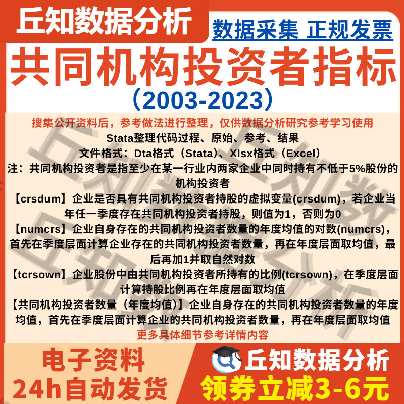 共同机构投资者指标2023-2003年上市公司数据含Stata代码参考说明