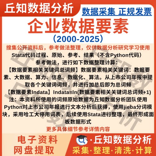 企业数据要素2025-2000年数据上市公司含Stata/Excel格式词频结果